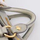 Miu Miu Vitter Lux Hand Bag Leather 2way Gray Gold Auth ka6308-14