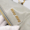 Miu Miu Vitter Lux Hand Bag Leather 2way Gray Gold Auth ka6308-8