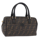 FENDI Zucca Canvas Hand Bag PVC Black Brown Auth ka6311-1