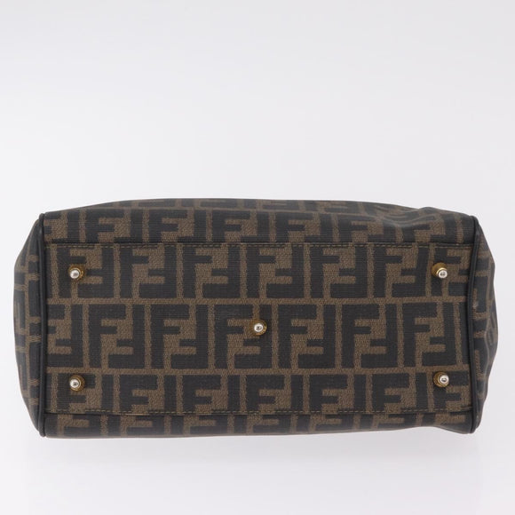 FENDI Zucca Canvas Hand Bag PVC Black Brown Auth ka6311