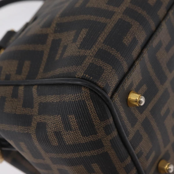 FENDI Zucca Canvas Hand Bag PVC Black Brown Auth ka6311