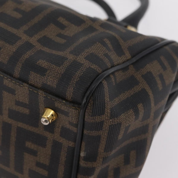 FENDI Zucca Canvas Hand Bag PVC Black Brown Auth ka6311
