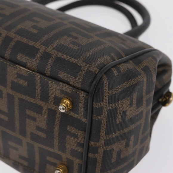 FENDI Zucca Canvas Hand Bag PVC Black Brown Auth ka6311