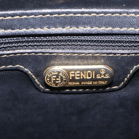 FENDI Zucca Canvas Hand Bag PVC Black Brown Auth ka6311