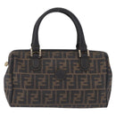 FENDI Zucca Canvas Hand Bag PVC Black Brown Auth ka6311-13