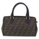 FENDI Zucca Canvas Hand Bag PVC Black Brown Auth ka6311-2