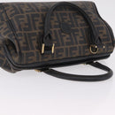 FENDI Zucca Canvas Hand Bag PVC Black Brown Auth ka6311-6