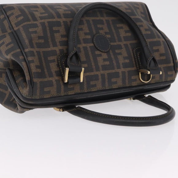FENDI Zucca Canvas Hand Bag PVC Black Brown Auth ka6311