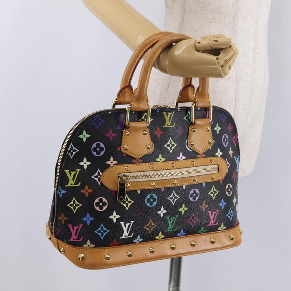 LOUIS VUITTON Monogram Multicolor Alma Hand Bag Black M92646 LV Auth ka6314V
