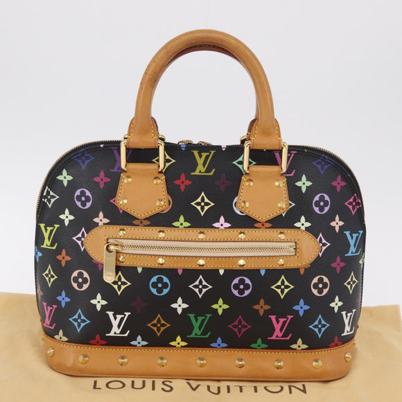 LOUIS VUITTON Monogram Multicolor Alma Hand Bag Black M92646 LV Auth ka6314V