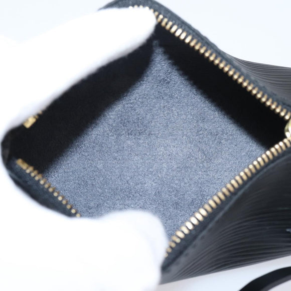 LOUIS VUITTON Epi Soufflot Pouch Black LV Auth ka6315