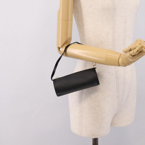 LOUIS VUITTON Epi Soufflot Pouch Black LV Auth ka6315