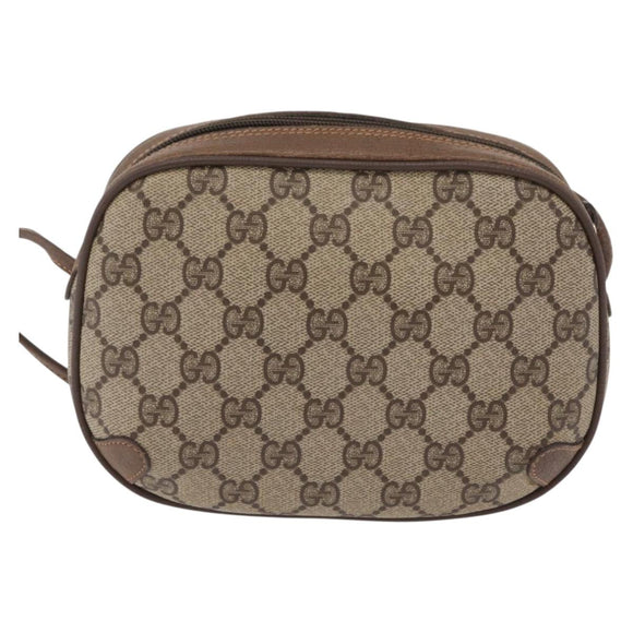 GUCCI GG Supreme Web Sherry Line Bag PVC Beige Gold 89 02 066 Auth ka6316