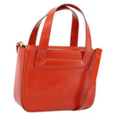 CELINE Hand Bag Leather 2way Orange Gold Auth ka6317A-1