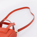 CELINE Hand Bag Leather 2way Orange Gold Auth ka6317A-10