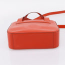 CELINE Hand Bag Leather 2way Orange Gold Auth ka6317A-5