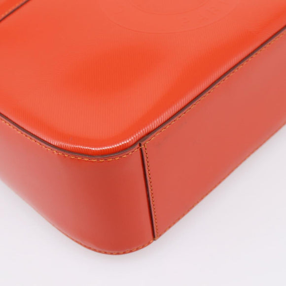 CELINE Hand Bag Leather 2way Orange Gold Auth ka6317A