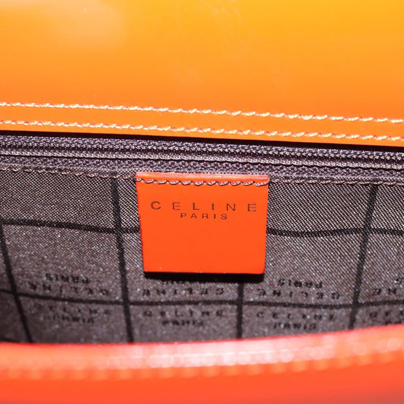CELINE Hand Bag Leather 2way Orange Gold Auth ka6317A