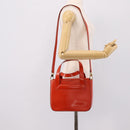 CELINE Hand Bag Leather 2way Orange Gold Auth ka6317A-24