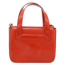 CELINE Hand Bag Leather 2way Orange Gold Auth ka6317A-2