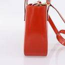 CELINE Hand Bag Leather 2way Orange Gold Auth ka6317A-3