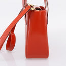 CELINE Hand Bag Leather 2way Orange Gold Auth ka6317A-4
