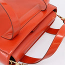CELINE Hand Bag Leather 2way Orange Gold Auth ka6317A-6