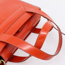 CELINE Hand Bag Leather 2way Orange Gold Auth ka6317A-7