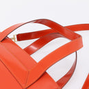 CELINE Hand Bag Leather 2way Orange Gold Auth ka6317A-8