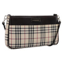 BURBERRY Nova Check Shoulder Bag Canvas Beige Silver Auth ka6319A-1