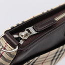 BURBERRY Nova Check Shoulder Bag Canvas Beige Silver Auth ka6319A-10