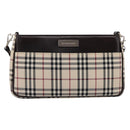 BURBERRY Nova Check Shoulder Bag Canvas Beige Silver Auth ka6319A-13