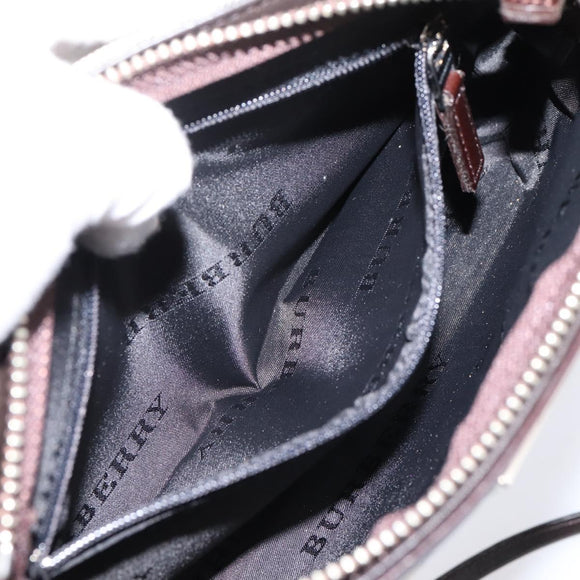 BURBERRY Nova Check Shoulder Bag Canvas Beige Silver Auth ka6319A