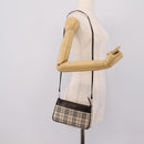 BURBERRY Nova Check Shoulder Bag Canvas Beige Silver Auth ka6319A-22