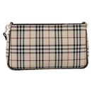 BURBERRY Nova Check Shoulder Bag Canvas Beige Silver Auth ka6319A-2