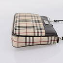 BURBERRY Nova Check Shoulder Bag Canvas Beige Silver Auth ka6319A-4