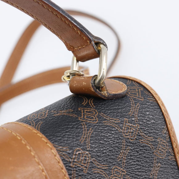 BALLY Hand Bag PVC 2way Black Gold Auth ka6321