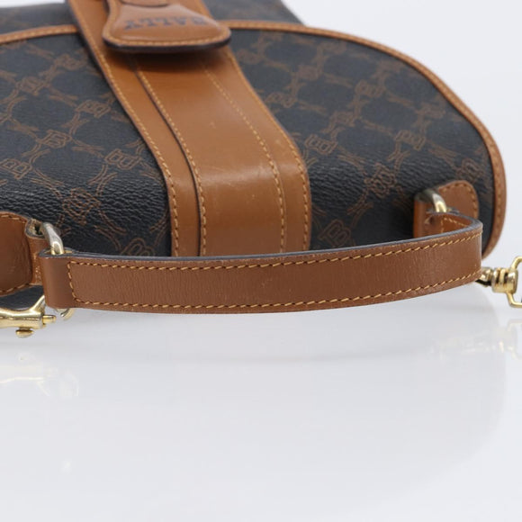 BALLY Hand Bag PVC 2way Black Gold Auth ka6321