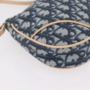 Christian Dior Trotter Canvas Saddle Pouch PVC Blue Silver Auth ka6323V-14