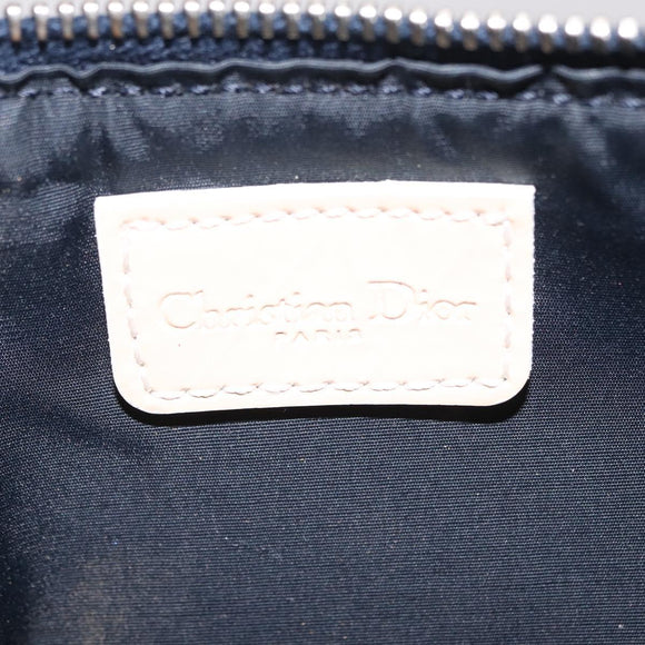 Christian Dior Trotter Canvas Saddle Pouch PVC Blue Silver Auth ka6323V
