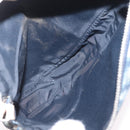 Christian Dior Trotter Canvas Saddle Pouch PVC Blue Silver Auth ka6323V-11