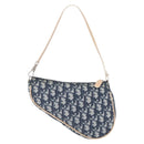 Christian Dior Trotter Canvas Saddle Pouch PVC Blue Silver Auth ka6323V-2