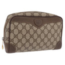 GUCCI GG Supreme Clutch Bag PVC Beige Gold 014 89 0100 Auth ka6324-1