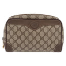 GUCCI GG Supreme Clutch Bag PVC Beige Gold 014 89 0100 Auth ka6324-13