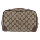 GUCCI GG Supreme Clutch Bag PVC Beige Gold 014 89 0100 Auth ka6324-2