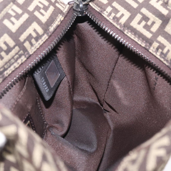 FENDI Zucchino Canvas Hand Bag Brown 8BN105 Auth ka6325