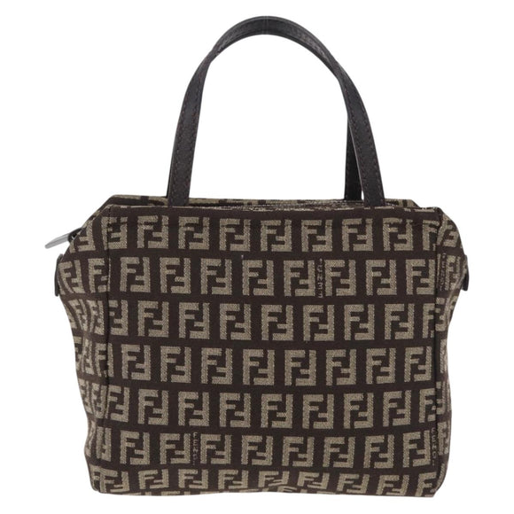 FENDI Zucchino Canvas Hand Bag Brown 8BN105 Auth ka6325