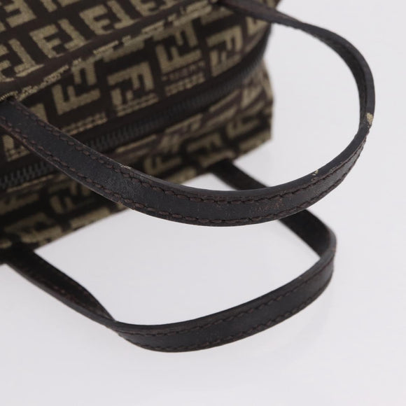 FENDI Zucchino Canvas Hand Bag Brown 8BN105 Auth ka6325
