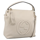 GUCCI Soho Shoulder Bag Leather 2way White Gold 408825 Auth ka6326V-1