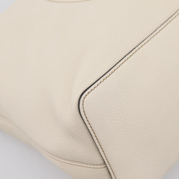 GUCCI Soho Shoulder Bag Leather 2way White Gold 408825 Auth ka6326V